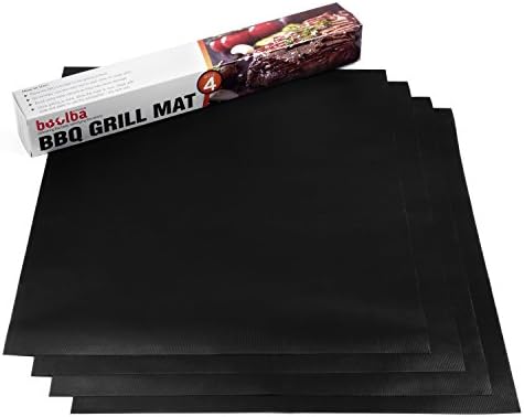 BBQ Grill Mat (Set of 4) | Great Baking Oven Liner | 100% Non Stick Reusable Easy To Clean | Perfect For Cooking Gas Electric Charcoal Grill Stove or Oven | Size 15.75" x 13"