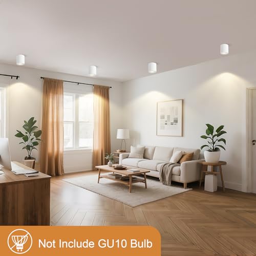 Gleonlux Ceiling Spotlight Adjustable White 6 Pcs, Ceiling Spotlights GU10 230 V, Aluminium Internal LED Downlight, Round Ceiling Spotlights, Modern Ceiling Light, with GU10 Socket