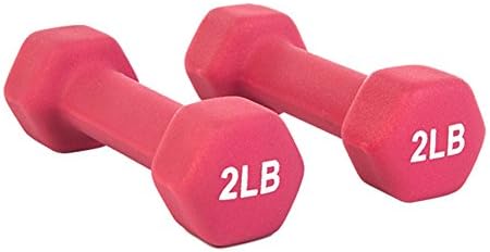 Enjoee 2lbs Pink Neoprene Dumbbell Fitness Sports Euqipments, Set of 2