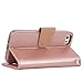 Arae Case for iPhone 5 / iPhone 5s, Premium PU Leather Wallet case [Wrist Strap] Flip Folio [Kickstand Feature] with ID&Credit Card Pockets - Rosegold