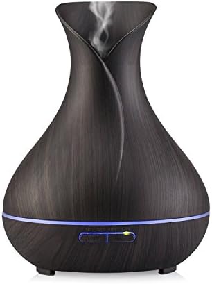 400ml BPA Free Ultrasonic Aromatherapy Essential Oil Aroma Diffuser Cool Mist Humidifier with 7 Color Changing LED Lights in Dark Wood Color by Home One Innovations