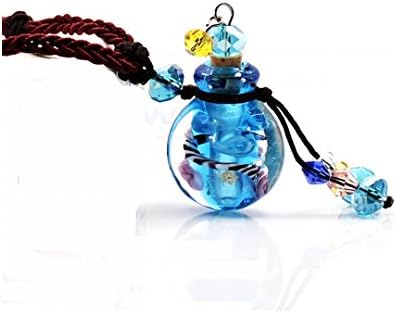Essential Oil Pendant,Blue Glazed Glass Aromatherapy Essential Oil Diffuser Necklace Pendant Locket Jewelry Gift Package