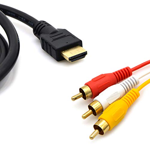 eBerry HDMI to RCA Cable, HDMI Male to 3RCA AV Composite Male M/M Connector Adapter Cable Cord Transmitter (NO Signal Conversion Function), One-Way Transmission from HDMI to RCA - 5ft/1.5m Black - Thumbnail 5
