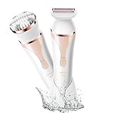 LEADO Multi-Function Women’s Electric Shaver Bikini Trimmer & Facial Cleansing Spin Brush for Exfoliating Skin Care, Rechargeable Cordless Waterproof Electric Razor for Ladies, Wet & Dry