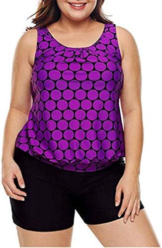 GDL Women Two-Piece Tankini Swimsuits Multicolor Print V-Neck Short Set Bathing Suits Plus Size