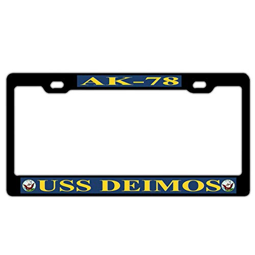 GqutiyulUCOOL USS Deimos AK-78 Personalized License Plate Frame for Women, Custom Aluminum Metal Car Tag Frame, USS License Plate Holder 2 Hole