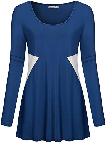 Women Pullover Tops,Kospoon Ribbed Tunic Long Sleeve Fall Blouses Formal Tees, X-Large, Blue