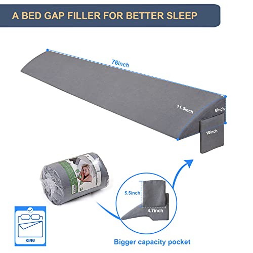 ENITYA King (10"x6"x76") Bed Wedge Pillow for Sleeping,Headboard