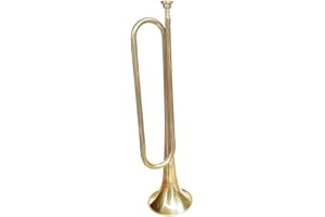 UGPLM BB Bugle Yellow Brass Cavalry with Gloves 47cm Blowing Trumpet for Beginners Children Kids Party, Easy to Play