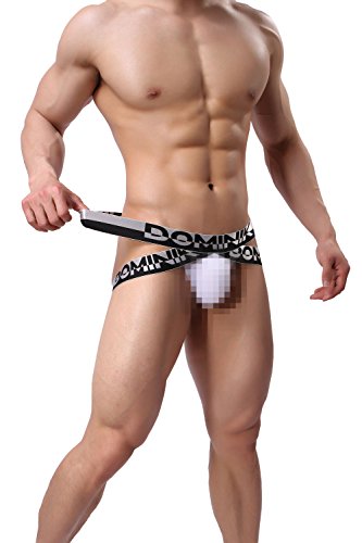 Dominik Cotton Jock Straps Underwear, Mens, Black, White, Red, Green & Blue Colors (L, White) - Thumbnail 3