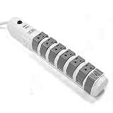 [UL Certified] EZOPower 6 Pivot + 2 Standard Multi Plug Outlet Surge Protector Power Strip, Electrical Extension Cord 3 Prong, Rotating, Heavy Duty, Low Profile, Travel, 6 Foot - White