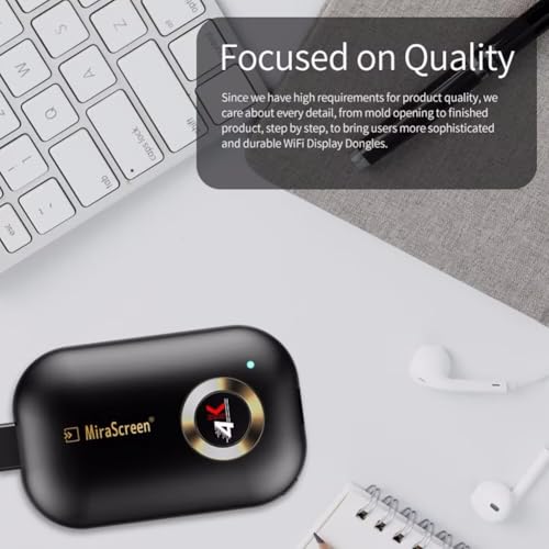SmartSee HD Wireless Display Receiver 5G WiFi 4K 1080P Mobile Screen Cast Mirroring Adapter Dongle for iPhone Mac iOS Android to TV Projector Support Miracast Airplay DLNA No Switching (5G+2.4G)