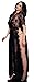 GMJF Women's Sexy Lace and Chiffon Babydoll Nightwear Long Gown Lingerie with Thong, Black, One Size