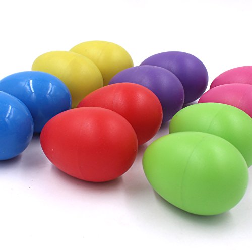 Zicome 12-Piece Plastic Egg Shakers Percussion Musical Egg Maracas Kids Toys (6 colors)