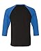 Bella + Canvas Unisex 3/4-Sleeve Baseball T-Shirt L BLACK/ TRUE ROYL