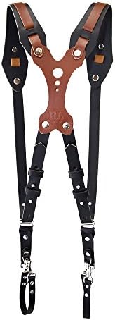 RL Handcrafts Clydesdale Lite - Dual Camera Leather Harness - (Black, Large)