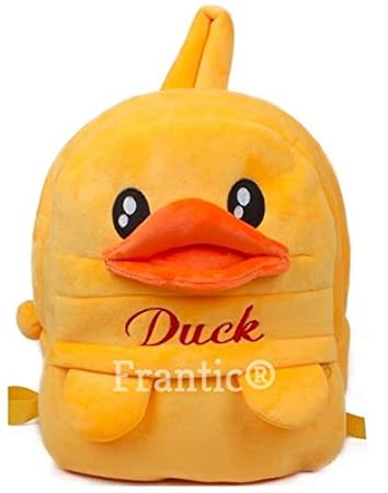 Frantic Premium Quality Soft Yellow Duck Velvet Plush Bag for Kids