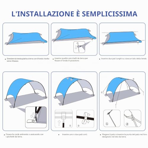 Flycoop Beach Umbrella with UPF 50+ UV Protection, Compact and Portable with 360° Ventilation, Windproof Ropes and Stakes for Family, Travel, Backyard, Park Shade