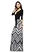 Vivicastle Women's Printed V-Neck 3/4 Sleeve Wrap Waist Tie Long Maxi Dress (Large, D32, blk)