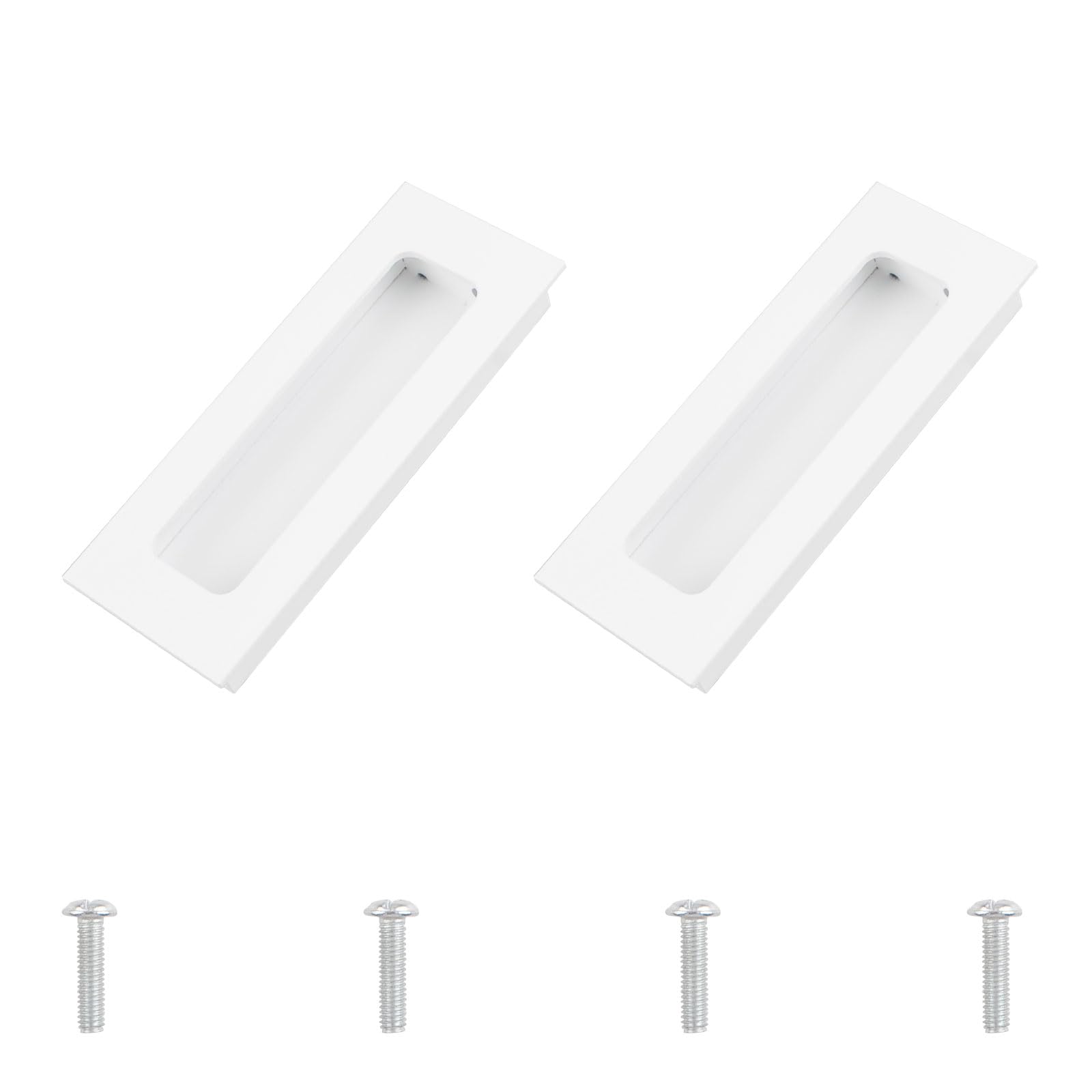 MOROBOR 2 Pack Recessed Finger Flush Pulls, Warm White Rectangular Aluminium Sliding Closet Door Handles for Sliding Door, Cupboard, Drawer, Cabinet