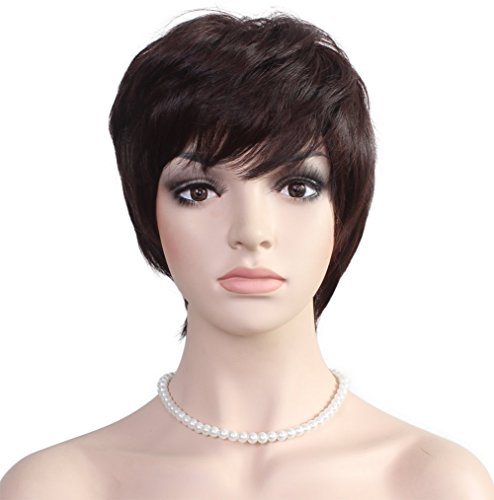 Deifor Women Fashionable Short Curly with Oblique Bangs Wigs for Cosplay Party Halloween Wig