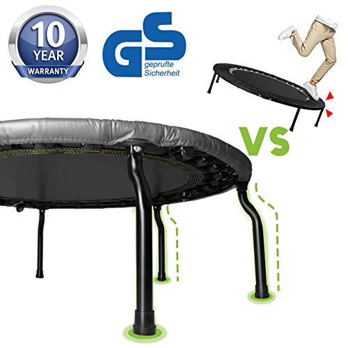 HAPPY JUMP Spring-Free Bungee Trampoline with Adjustable Handrail Bar Fitness Rebounder (Black)
