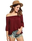 ANGVNS Women Off Shoulder Strapless Pleated Loose Cotton Shirts