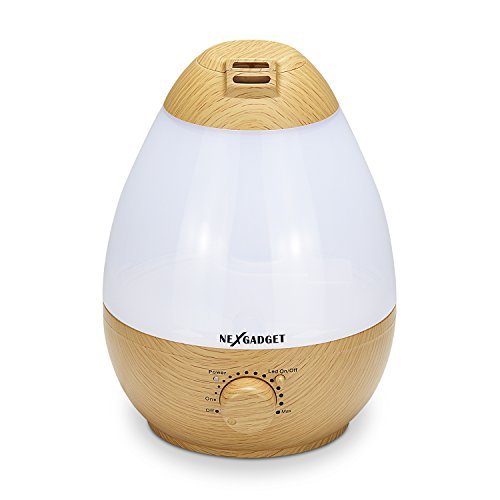 NEXGADGET Cool Mist Humidifier - Ultrasonic Room Humidifier With Two 360Â° Rotatable Mist Outlets, Adjustable Mist Control, 7 Color Lights Features