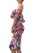 Vivicastle Women's Off Shoulder Ruffle Bodycon Fitted Midi Dress (X-Large, G62, Multi)
