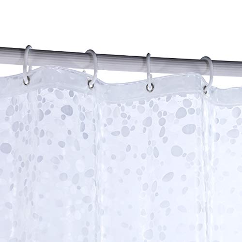 WellColor Short Shower Curtain Liner 65 inch, Pebble Translucent EVA
