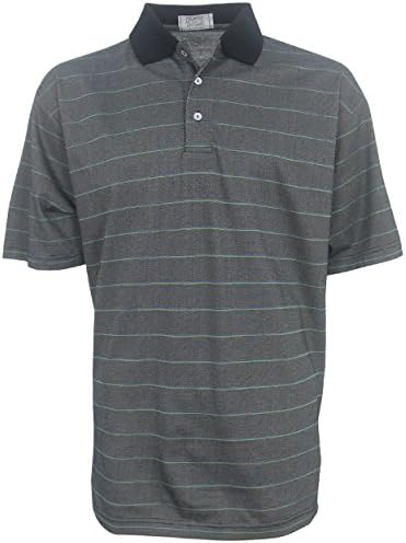 McIlhenny Oxford Stripe Polo Golf Shirt, Medium Black
