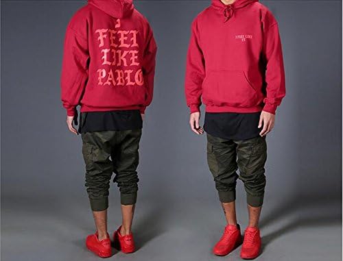Amazon パブロ Pablo Kanye West カニエ ウエスト メンズパーカー ファッションプルオーバー ２色 赤 ブルー ゆったり 男女兼用 大きめサイズ トレーナー 人気 流行り スウェット Xl 赤 並行輸入品 トレーナー パーカー 通販