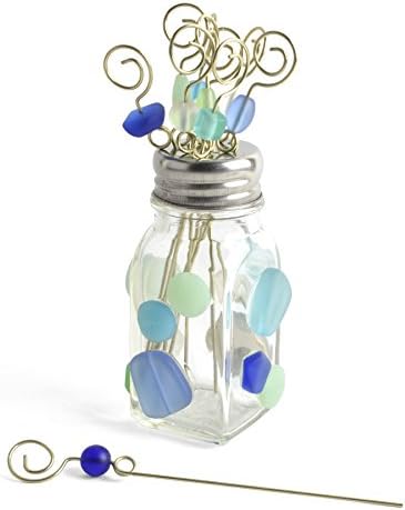 Gone Home Garnish Pick Holder with 10 Beaded Picks, Coastal