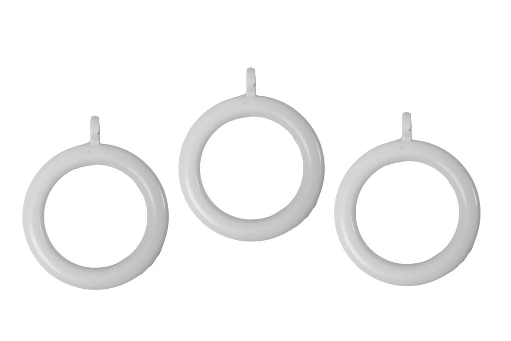 Merriway BH03175 (8 Pcs) Plastic Curtain Drapery Pole Rod Rings with Fixed Eye, Inner Diameter 37mm (1.7/16 inch) Outer Diameter 50mm (2 inch) White - Pack of 8 Pieces