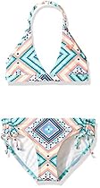 Roxy Big Girls' Hippie College Halter Set Two Piece Swimsuit, Pool Blue Free Spirit, 12