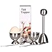 Egg Cutter Topper Set Egg Cracker for Hard & Soft Boiled Eggs Include 2 Egg Cups, 2 Spoons, 1 Topper Cutter Shell Remover Stainless Steel Kitchen Tool