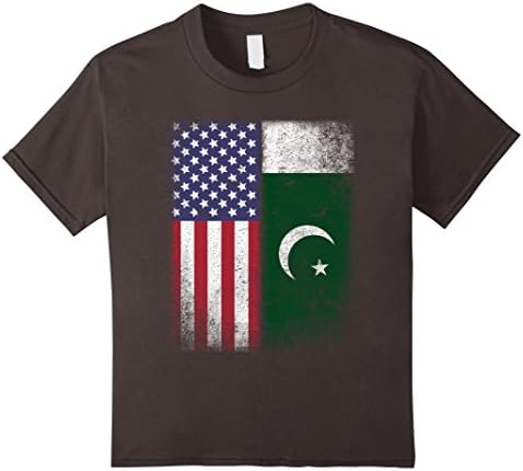 unisex-child American Pakistani Flag T-shirt Pakistan Heritage Arabic Tee 12 Asphalt