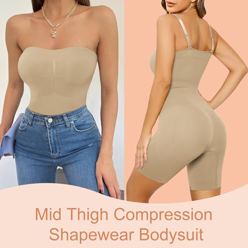 ACPLK STRAPLESS SHAPEWEAR BODYSUIT FOR WOMEN TUMMY CONTROL SHAPEWEAR SEAMLESS FULL BODY SHAPER