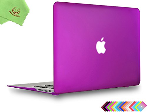 UESWILL Smooth Soft-Touch Matte Frosted Hard Shell Case Cover for MacBook Air 13" (Model: A1466/A1369) + Microfibre Cleaning Cloth, Deep Purple