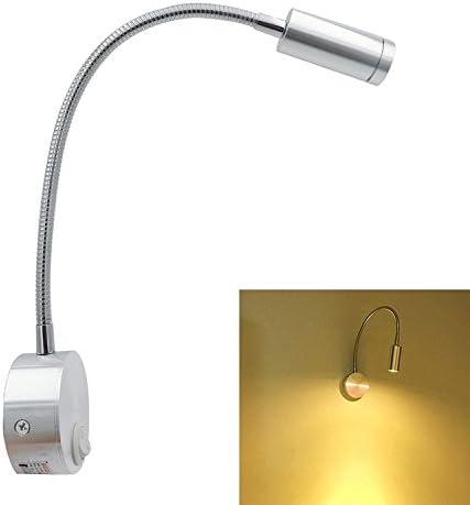 yaeer luz de lectura de cabecera lampara de lectura en cama minimalista led montaje en superficie de pared luz led de niquel cepillado de cuello
