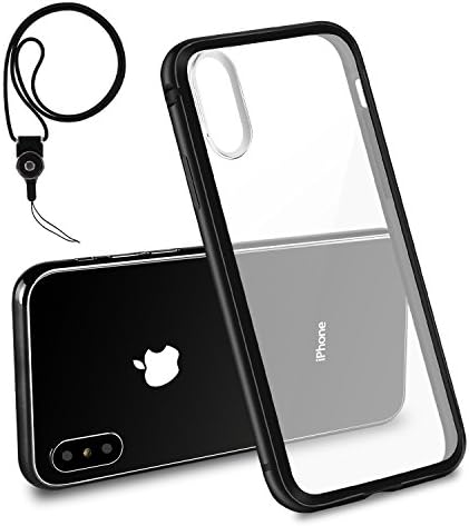 iPhone X Case Choncyn Clear Hard Back Panel Pc +Aluminum+ TPU Hybrid Shockproof Bumper Case Shock Absorbing + Scratch Resistant Frame Cover Case for iPhone X (black)