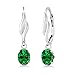 Gem Stone King 925 Sterling Silver Oval Green Simulated Emerald Women's Earrings (1.20 Cttw, 7X5MM)