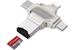 Suitable for Apple, Huawei, Android, Zinc Alloy Card Reader, Four in One Phone TF/MicroSD Cross Card Reader