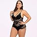 Leadmall Women Plus Size Sexy Swimsuit – Ladies Mesh Floral V Neck Two Piece Bikini Set – Beach Bathing Suitthumb 4
