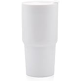 UDMG Ceramic Double Wall Insulated Travel Coffee Cup with Slider Lid & Silicone Boot, 16 fl.oz Grande Mug (Glossy White)