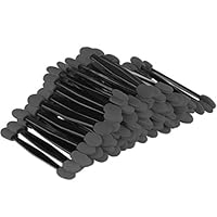 JASSINS 150 Pack Eye Shadow Brush, Disposable Double-Sided Eye Makeup Sponge Applicators (Black)