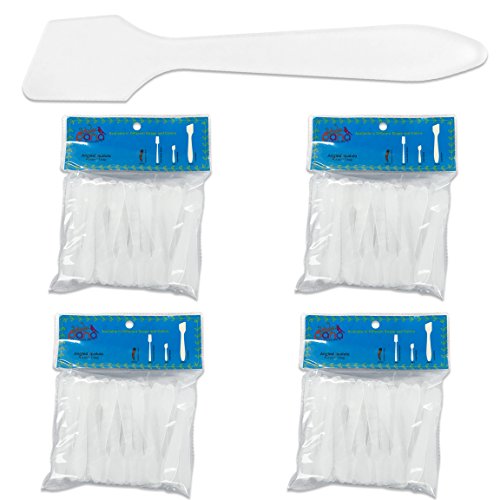 Pana Brand 400 Pieces Disposable Makeup Frosted Tip Angled Spatula Cosmetic Skin Care Facial Cream Mask Spatula for Mixing and Sampling