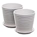Set of 2 White Ceramic Ribbed Design Round Succulent Plant Pots/Small Decorative Herb Planters