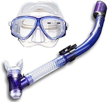 Seaggles Blue Silicone Snorkeling Set Full Dry Snorkel Diving Goggles Mask and Easy Breathing No Leaks Snorkel Snorkeling Equipment Face Mirror Goggles Diving Set