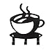 Black Metal Coffee Cup Silhouette Wall Art Key Holder for Home Decoration, Java Shops, Restaurants, Gifts by Super Z Outlet